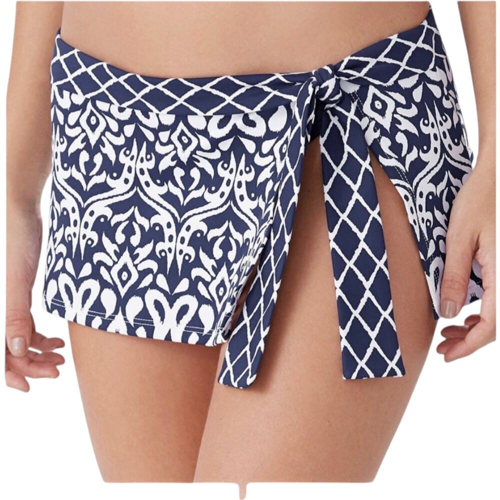 NWOT Tommy Bahamas Skirted Side Tie Bikini Bottom Navy / White Size XL